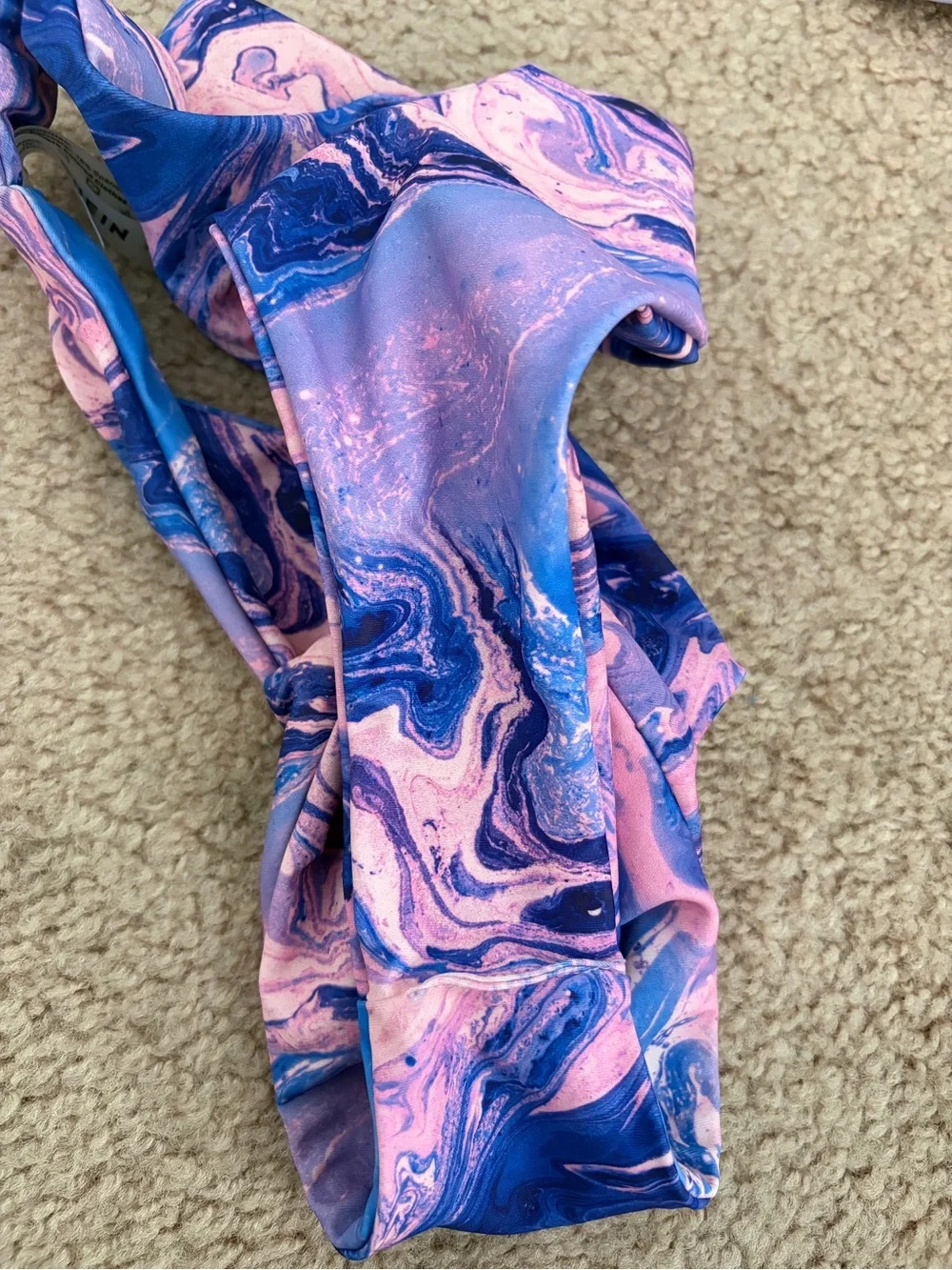SHEIN Pink & Purple Marble Swirl Bikini Set